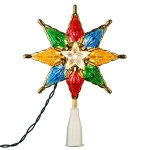 Gold-Trim Star Christmas Tree Topper Decoration LED Light, Multicolor Reflectors